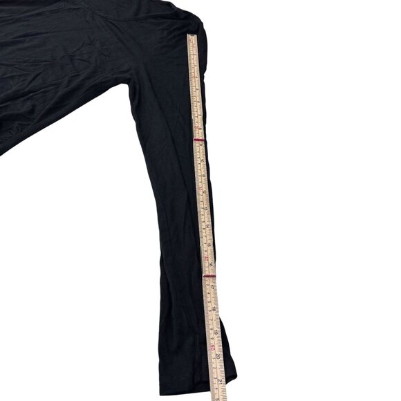 Black Long-Sleeve Midi Dress M Stretchy Viscose Blend - Picture 13 of 13